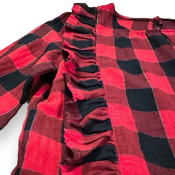 Crewcuts | Ruffle-Trim Buffalo Plaid Flannel Dress (12) ❤️🖤 - Picture 3 of 7